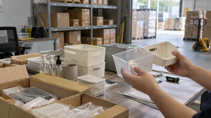Illustrative scene: Checking product samples
