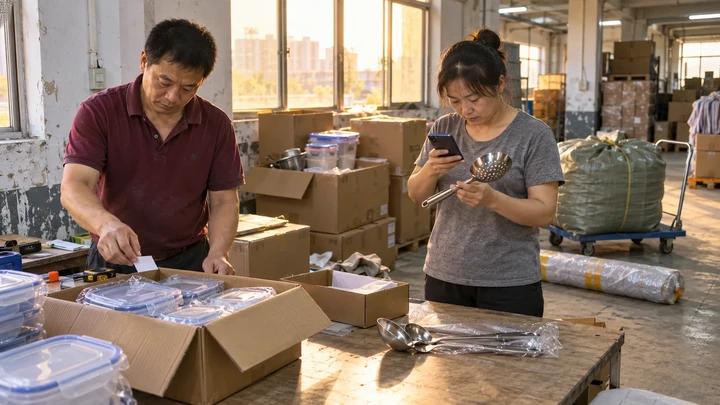 Illustrative scene: Recording sourced goods before consolidation