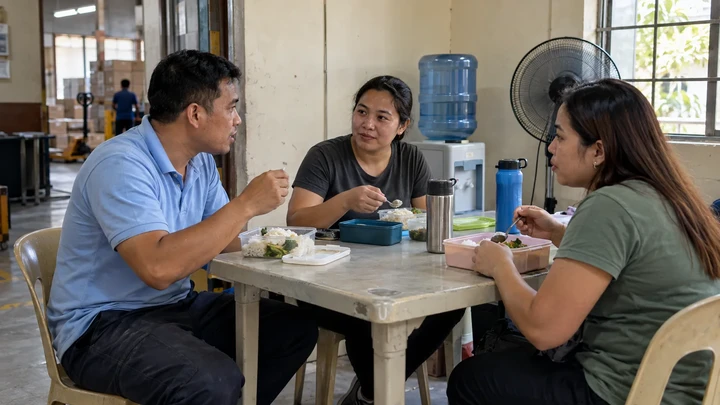 Illustrative scene: Philippines staff lunch break