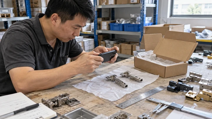 Illustrative scene: Photographing samples for customer review