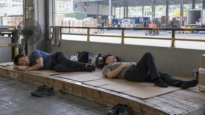 Illustrative scene: Short nap in a shaded rest area