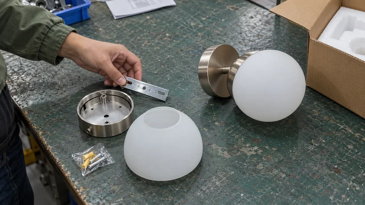 Illustrative scene: Checking light fitting components