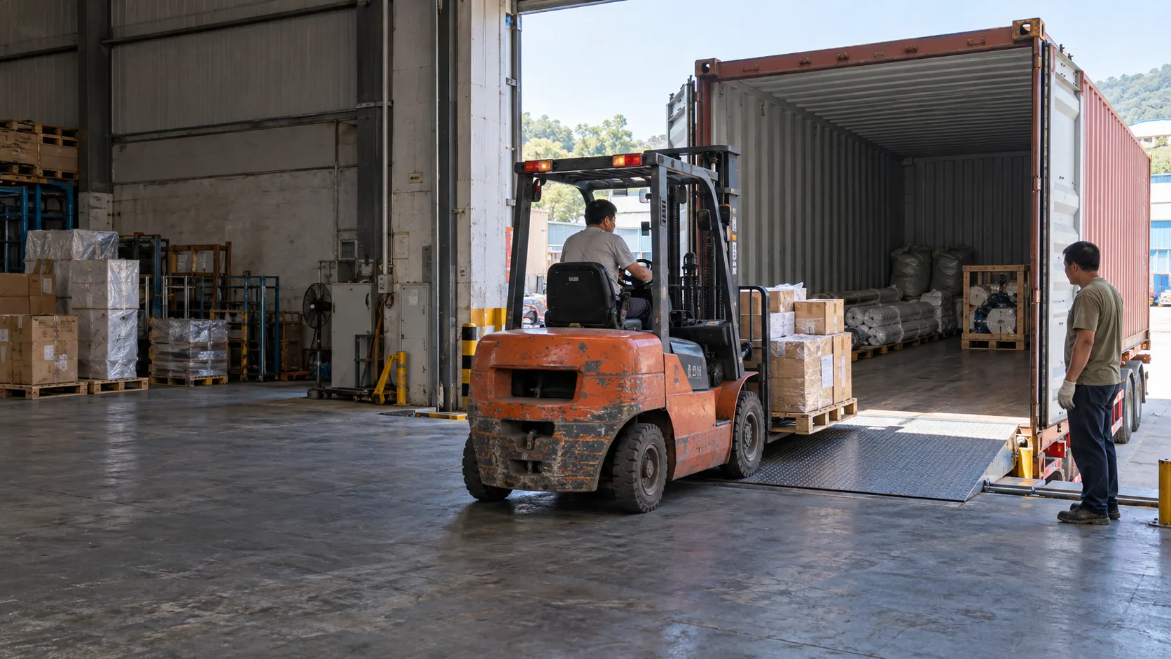 Illustrative scene: Sea freight loading dock